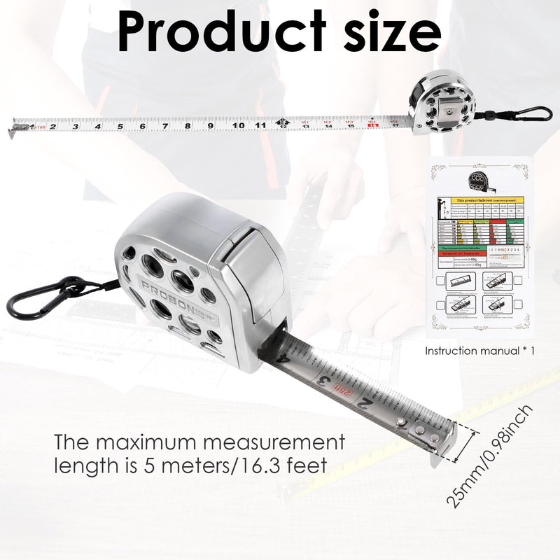 Hollow Retractable Tape Measure 7.5m/25ft | Stainless Steel & Self-Cleaning Design | Double-Sided Scales for Construction, Woodworking & DIY | Lightweight & Durable & Rust-Resistant (25mm Width)