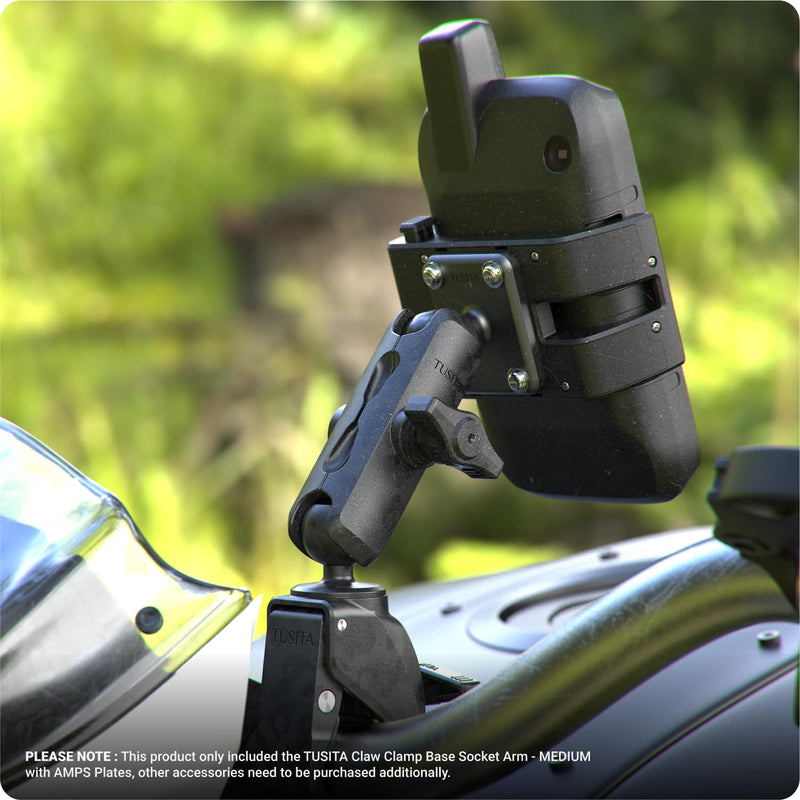 TUSITA Motorcycle ATV/UTV Mount Compatible with Garmin Montana, Zumo XT - Claw Clamp Base,Medium Arm Medium Arm