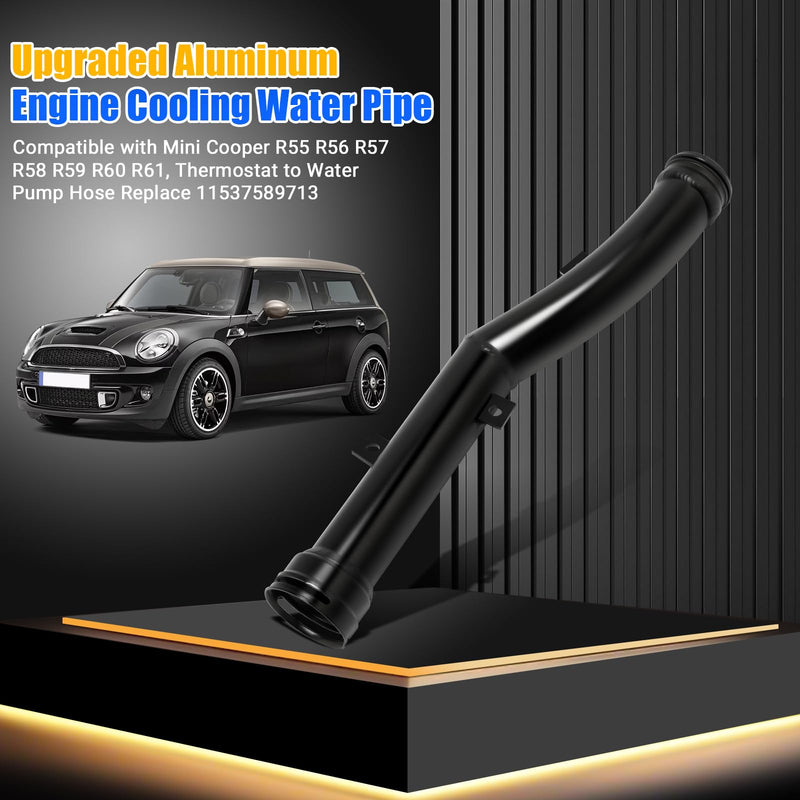 Upgraded Aluminum Engine Cooling Water Pipe compatible with Mini Cooper R55 R56 R57 R58 R59 R60 R61, Thermostat to Water Pump Hose Replace 11537589713