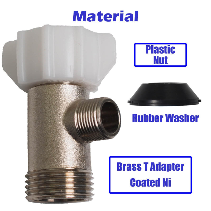 Bidet T Adapter - T Valve Adapter or Tee Connector, Made of Brass (7/8" x 7/8" x 3/8") Thread Code 15/16"-14UNS, Thread Branch 9/16"