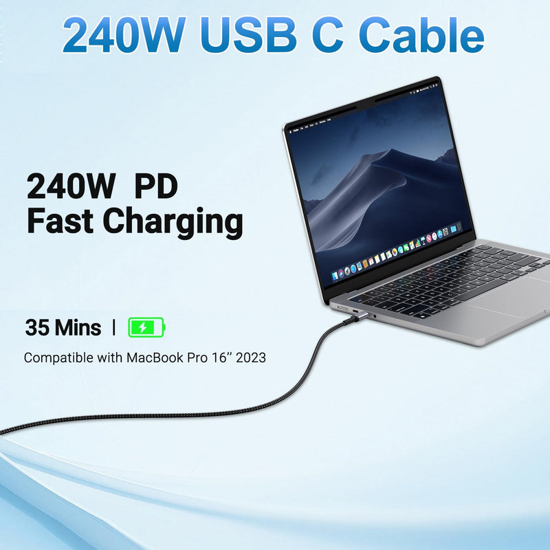 80Gbps USB C Cable 6.6FT 2 packs Compatible for Thunderbolt 5, SUMPK 240W USB 4 Cable Fast Charging with 16K, Dual 8K/6K Video Monitor Compatible for Thunderbolt 4/3, iPhone 16/15, SSD, MacBook M4 Pro 6ft, 6ft 240W / 80Gbps / 16K