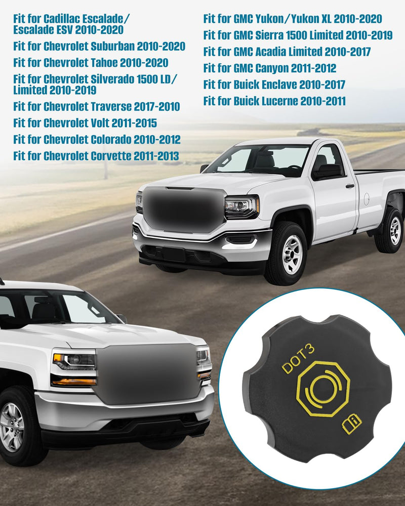 20760280 Dot3 Brake Fluid Cap Fit for Cadillac Escalade ESV Chevy Suburban Tahoe 2010-2020, Brake Master Cylinder Reservoir Cap Fit for Chevrolet GMC Yukon Sierra Buick Enclave