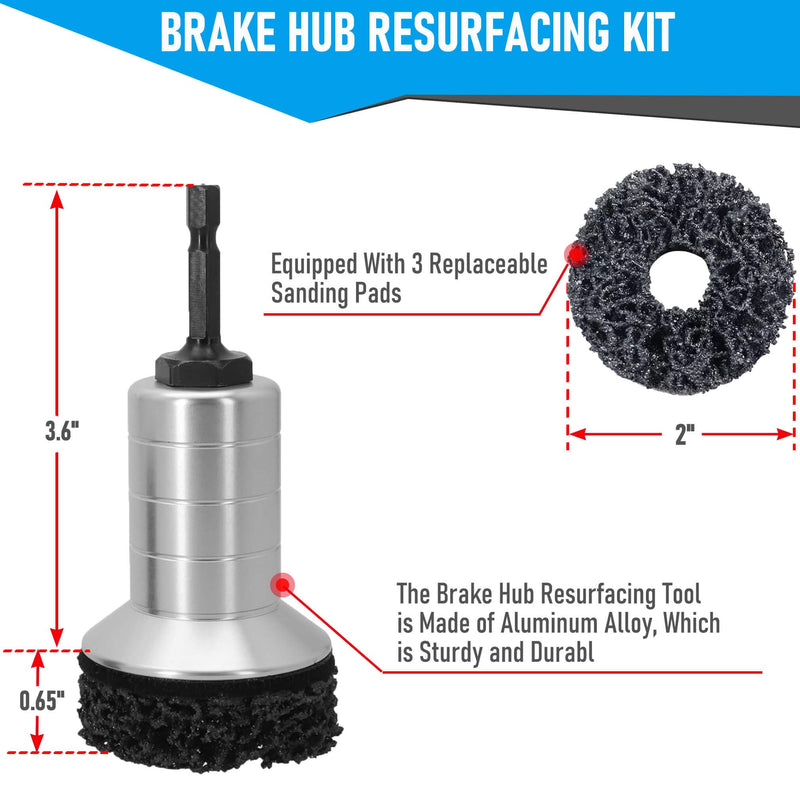 Wheel Hub Cleaning Kit,Brake Hub Cleaning Kit Includes 3 Pads,Holder and Adapter,Fits Power Drill or 1/2" Impact Driven Wrenches Wheel Hub Cleaning Kit