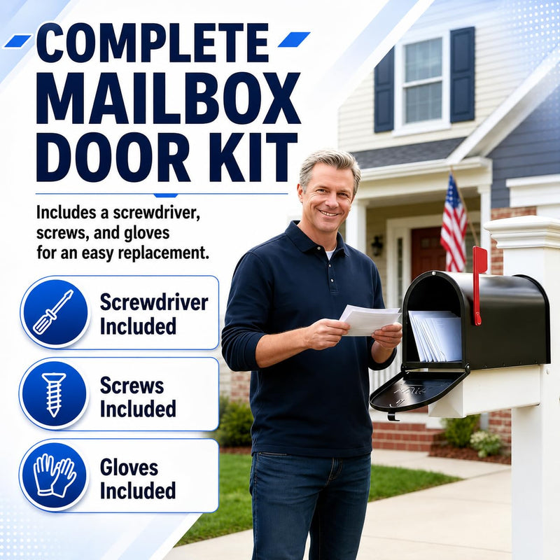 6 1/4" W x 8 1/4" H,Mailbox Door Replacement Panel, Black Galvanized Steel Snap-in Front Door with Flat-Head Screws, Easy No-Drill Kit for Standard Residential Curbside & Brick Mailboxes 6 1/4" W x 8 1/4" H