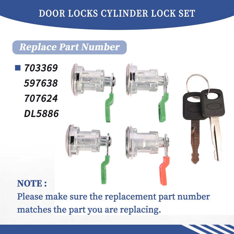 Door Locks Cylinder Lock Set Compatible with Ford Econoline Van/E-150/E-250/ E-350 1997-2018, Replace DL5886 703369 597638