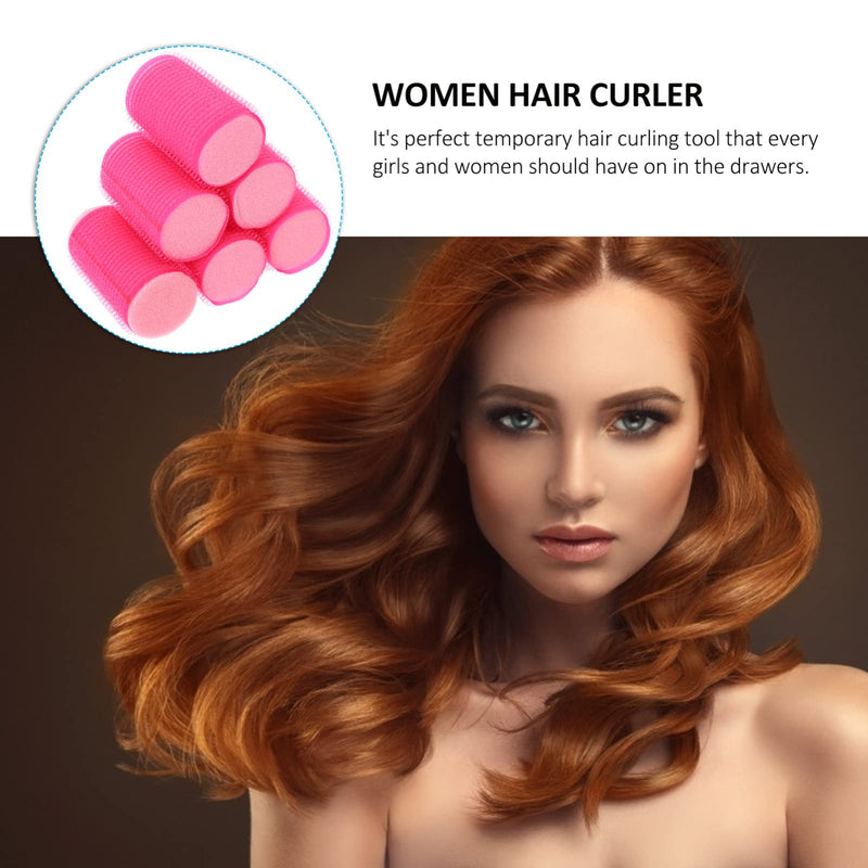 Minkissy 8pcs Self Adhesive Sponge Hair Rollers Medium Heatless Self Grip Foam Curlers Hair Styling Tools for Volume Bounce, Comfortable Sleep-in Curling Tools for Women Girls Pink