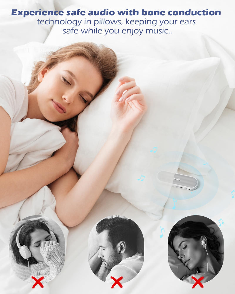 Under Pillow Bluetooth Speaker for Sleep | Bone Conduction, Comfortable, White Noise, 20-Hour Battery Life