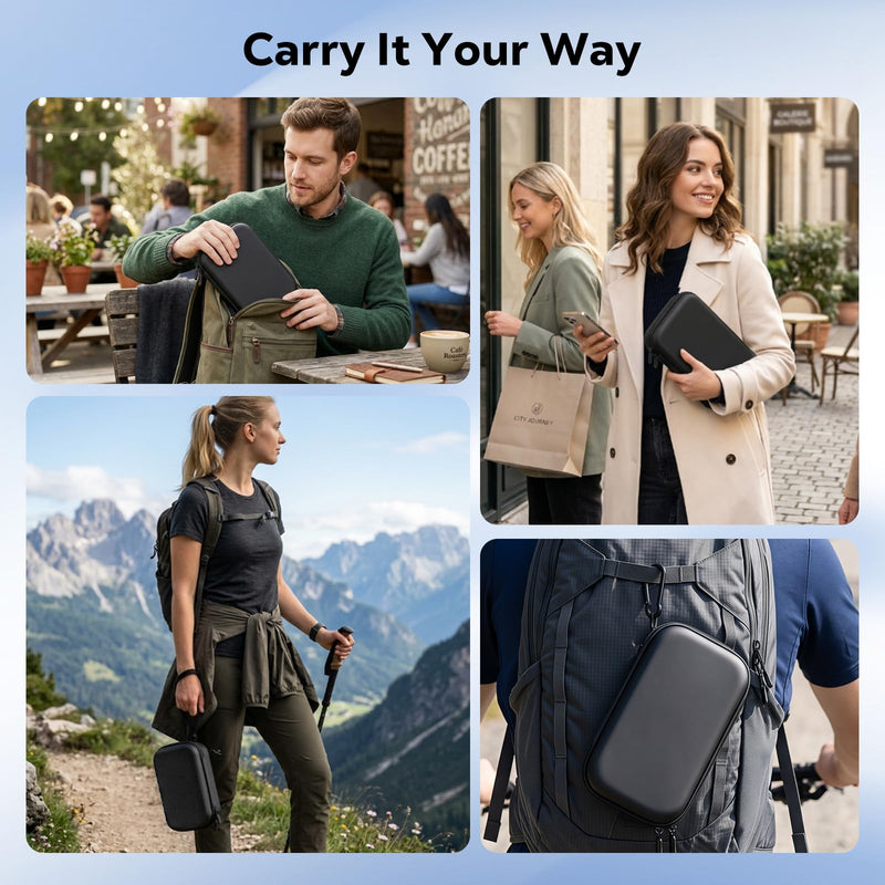 MoKo Camera Case for DJI Osmo Pocket 3/Xtra Muse Camera | PU Leather Camera Bag for DJI Osmo Pocket 3 Accessories,Protective Carrying Bag,with Wrist Lanyard and Carabiner, Black