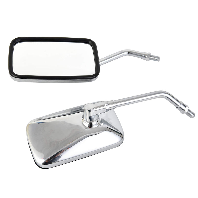 10 mm Bolt Chrome Motorcycle Universal Handlebar Rear view Side Mirrors Compatible with Harley Kawasaki Suzuki Aprilia Street Bike Cruiser Scooter Mirror SIZE: 125mm X 70mm (Chrome Silver)