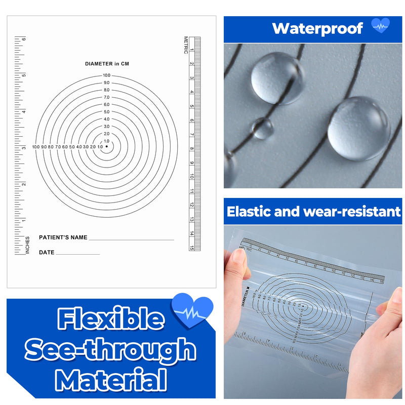 Motiskyy 300 Pack Wound Measurement Tools Measuring Bullseye Guide Medical Wound Ruler Soft Flexible Measure Guide for Nurses Patient