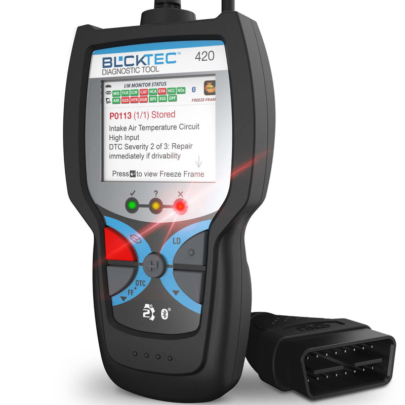 420 Bluetooth OBD2 Scanner Diagnostic Tool - Vehicle Code Reader for Car - Clears Check Engine Light - Comes with Premium OBD App On IOS & Android - Works For All Cars 1996 & Newer