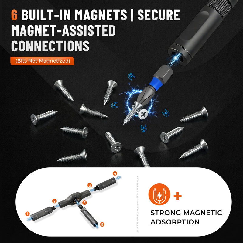 66 in 1 Magnetic Ratchet Screwdriver Set, Professional S2 Steel Precision Tool Kit with Allen Key & Hex Wrench, Ratcheting Driver for Furniture Assembly, Laptop Repair, Gift for Men