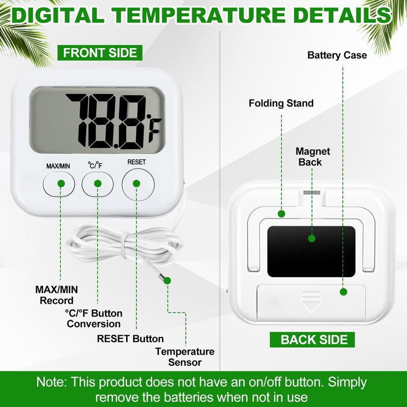 Kingdder 6 Pack Digital Thermometer with Magnetic Back External Sensor Fridge Thermometer Freezer Waterproof Room Temperature Monitor with LCD Display, Max/min Record Function for Kitchen Aquarium