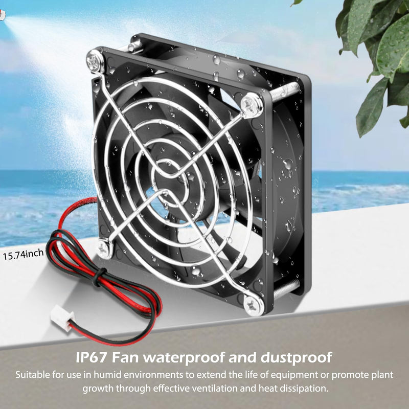 Wathai IP67 Waterproof 80mm x 25mm 12V Cooling DC Fan for RV Fridge Exhaust | 2 Pack, Dual Ball, 3 Inch, High Speed 12V Fan for RV Fridge Refrigerator DC Brushless Fan 12V waterproof 80mm 80x25mm