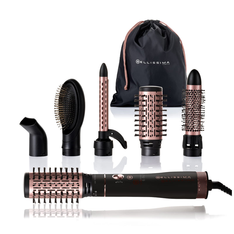 Bellissima 6-in-1 Hot Air Styler & Volumiser Hair Dryer Brush | Ionic, Ceramic & Keratin Technology, 1000W, 2 Heat/Speed Settings, Smooth, Frizz-Free Volume, All Hair Types 6 in 1 Hot Air Brush