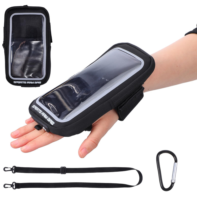 Amabro Wristband Phone Holder for Running, Forearm Armbands with Adjustable Lanyard, Non Slip Clear Crossbody Phone Pouch Purse with Card Slot for Walking Running Workout