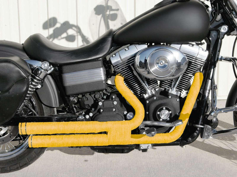 Yellow Exhaust Pipe Insulation Thermal Heat Wrap 2" x 50' Motorcycle Header Protection Fiberglass Heat Shield 6X Stainless Ties Yellow