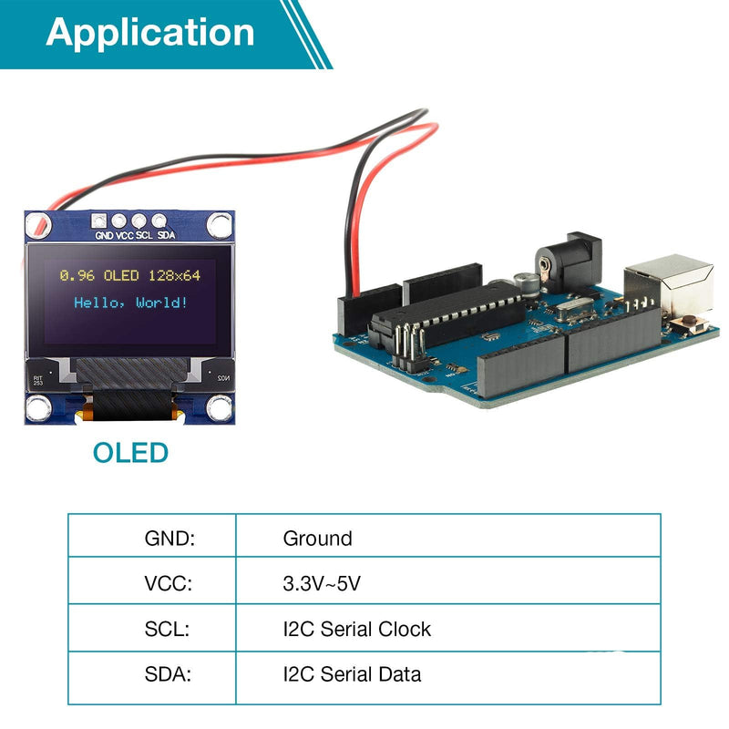 Frienda 10 Pieces I2C OLED Display Module OLED Screen Driver IIC I2C Tabellone Seriale con Display Auto-Luminoso Compatible with Arduino/Raspberry PI(White) White