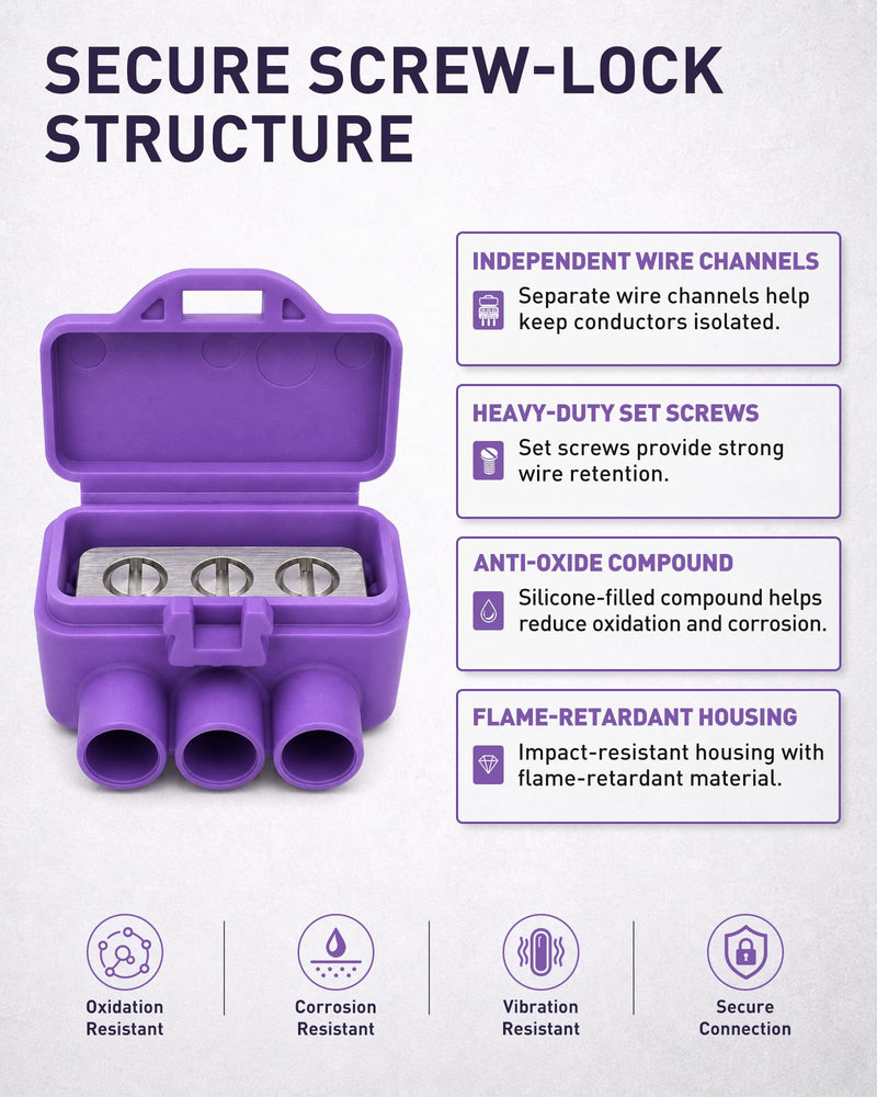 3-Port Aluminum-to-Copper Wire Connectors, 10 Pack Screw Terminal Electrical Wire Connectors, Pre-Filled with Oxide Inhibitor for Solid & Stranded Wires, Residential & Industrial Wiring