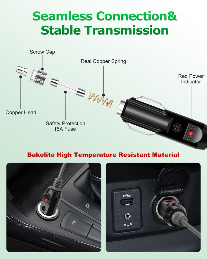 Starlink Mini DC Power Cable Cigarette Lighter 10FT Starlink Mini Cable 12V-24V DC Car Power Cable for Starlink Mini Accessories 18AWG Starlink DC Power Supply for Trucks Buses Ships Waterproof Gray Cigarette Lighter Plug