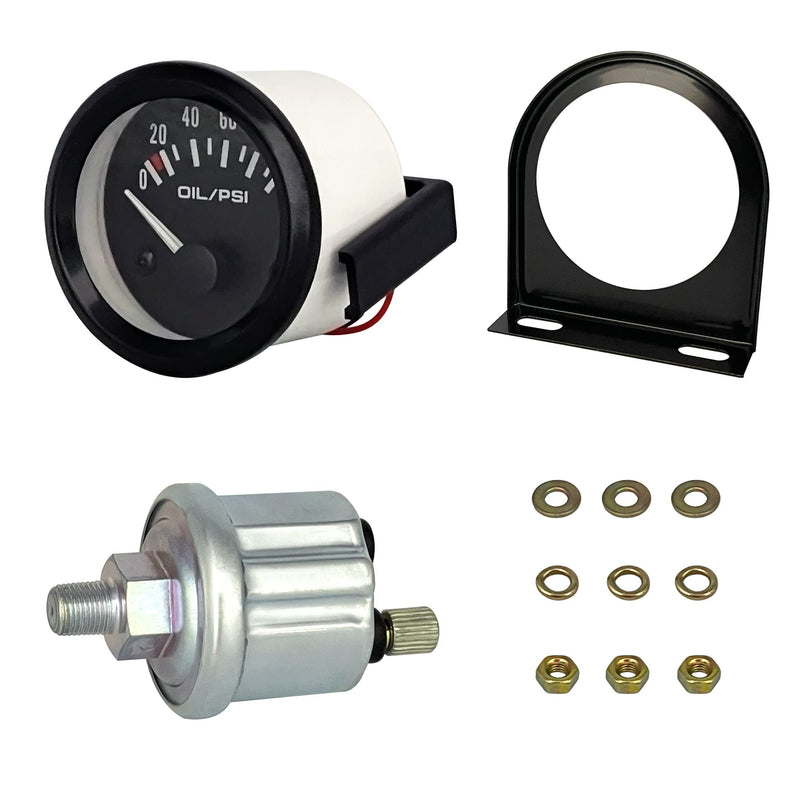 52mm 2 Inch Oil Pressure Gauge Meter Kit with Sensor Instrument Rack 100 PSI 12V Black Dial