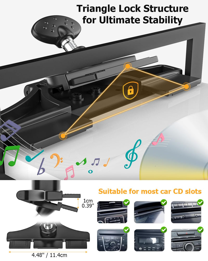 CD Slot Phone Holder for Car Magnetic [Driver and Passengers can Use] Magnet Car Phone Mount CD Player with Adjustable Aluminum Arm for All iPhones & Android Cell Phones
