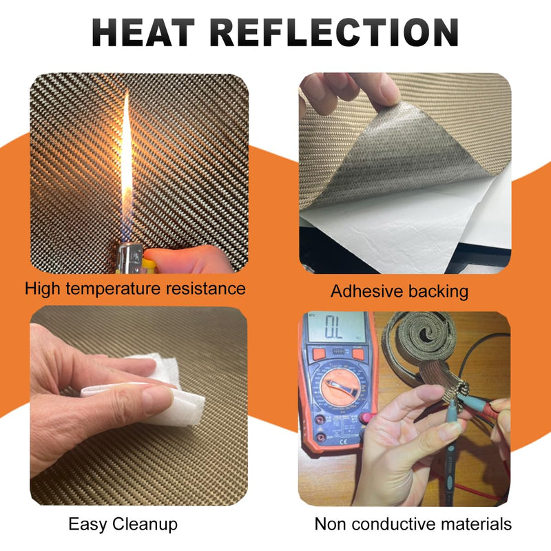 Titanium Adhesive Backed exhaust heat shield 12'' X 24'' for wall behind grill 2500 Degrees High Temp Protection Material Thermal Barrier Blanket Mat 12'' X 24''