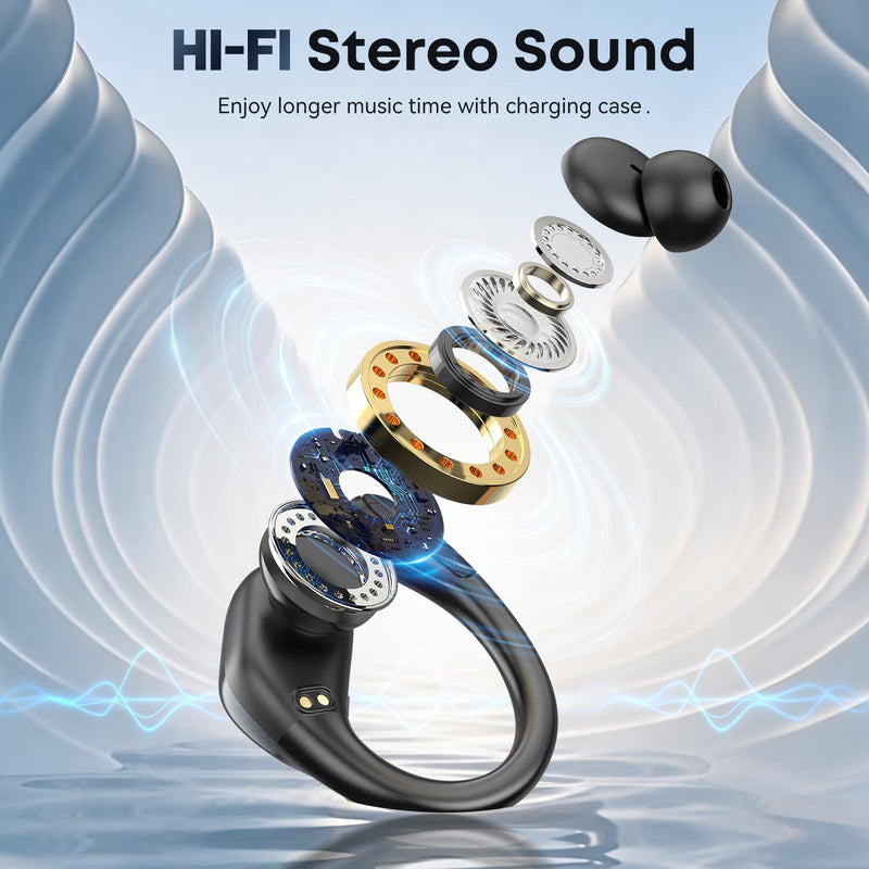 HAOYUYAN Wireless Earbuds, Sports Bluetooth Headphones, Noise Canceling Ear Buds with 80hr Playtime, LED Power Display, IPX7 Waterproof Earphones for Gym/Workout Black