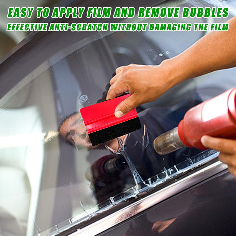 Augeny Car Window Tint Kit, Professional Vinyl Wrap Kit with Felt Squeegee, Universal Auto Window Film Installation Application Wallpaper Smoothing Tool for Car Glass, Home (Red) Red