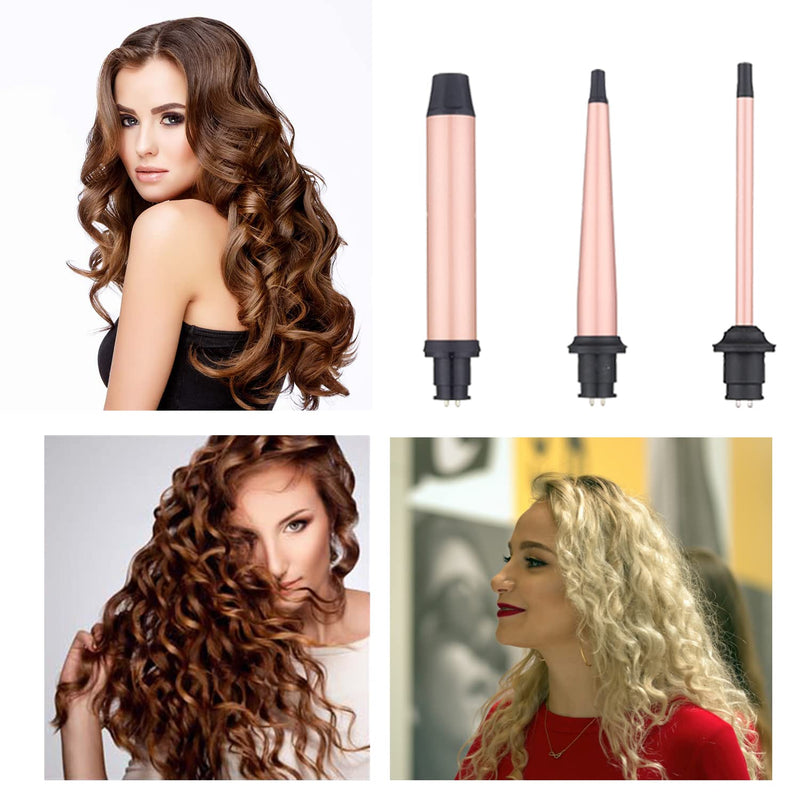 JAETON 3 in 1 Curling Iron Wand Set with 3 Interchangeable Barrel(9-32mm) | 2 Temp 180℃/230℃ Hair Curler for Long & Short Hair, Instant Heat Up Curling Tongs, Include Glove, Dual Voltage Small-1, 3 tubes