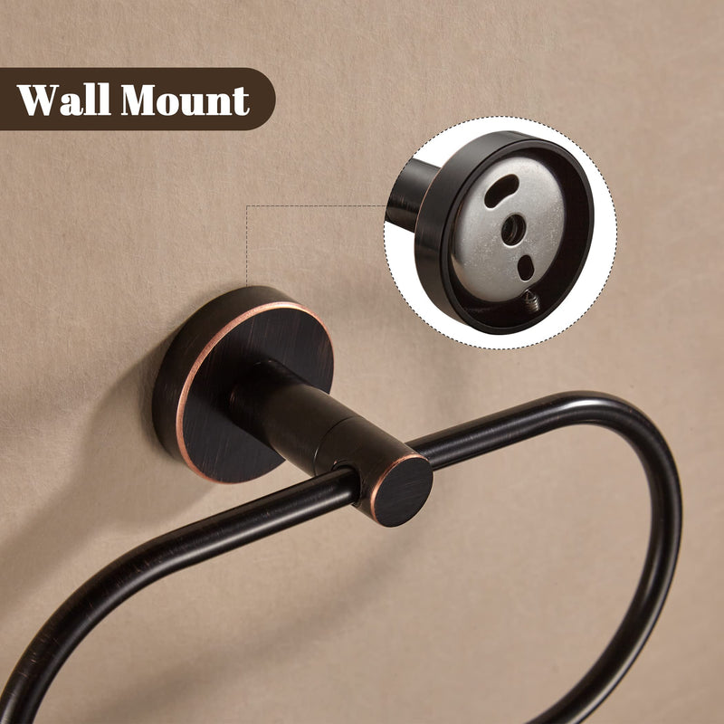 BigBig Home Bronze Towel Ring, Bathroom Towel Holder, Bath Oil Rubbed Hand Towel Rack Hanger Wall Mounted Farmhouse Bronze Towel Ring Ellipse
