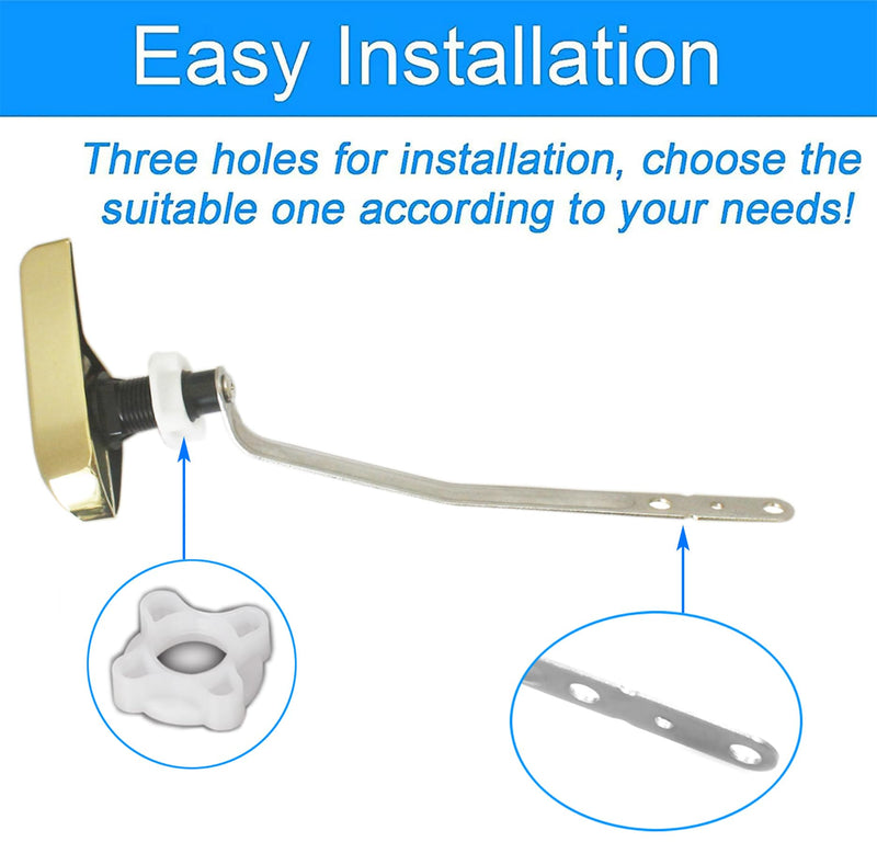 Side Mount Toilet Handle Fit for Kohler 87115-VF, Gold Toilet Flush Handle Replacement Kit Toilet Lever Compatible with Kohler Tank, Polished Gold