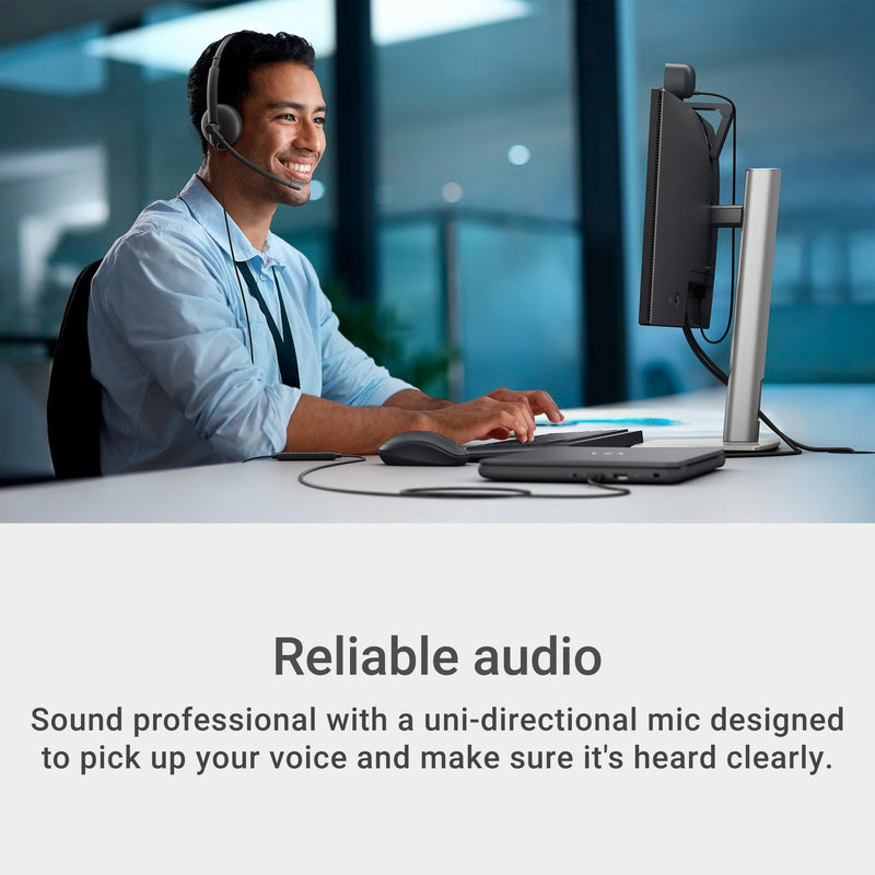 Dell Wired Headset WH125, Boom Mic, Black | USB Type-A, Mac & Windows, Leatherette Cushions, 270° Rotational Mic, Computer Use Dell Wired Headset - WH125