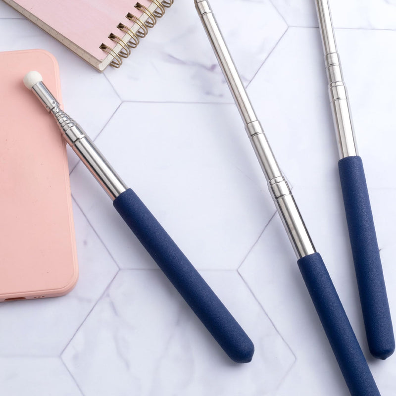 PAGOW 2 Pcs Retractable Pointer Sticks 39.3", Extra Long Pointer Stick, Student Telescopic Pointing Sticks, Extendable School Supplies for Reading, Classroom (Blue) (2pcs) Pointer, Blue