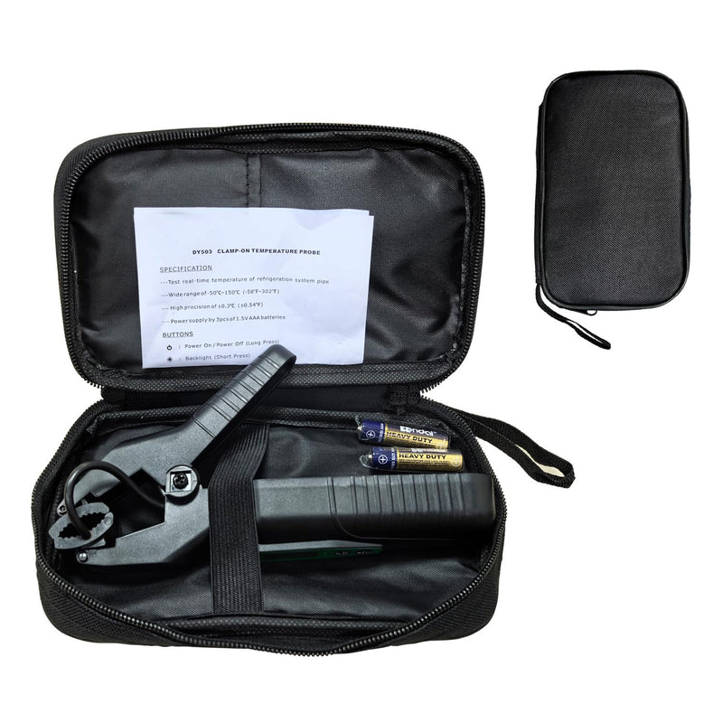 Clamp On Wireless Temperature Probe – High Accuracy Pipe Thermometer Meter for HVAC, Refrigeration & AC Systems, Range -58°F to 302°F, Battery-Powered, Easy-Read Display with Backlight