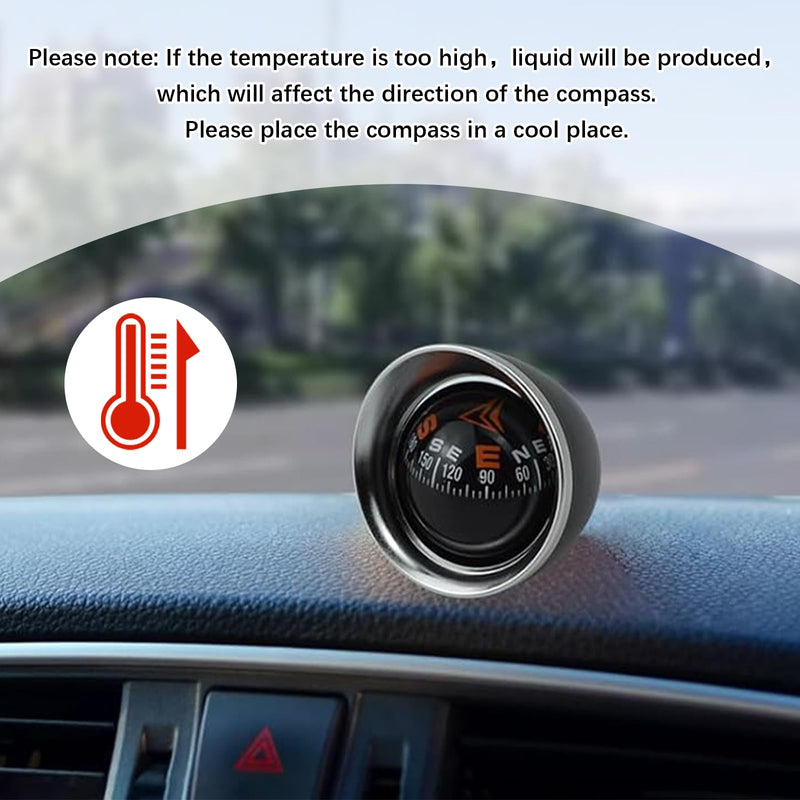 Mini Car Ball Compass, Marine Compass Interior Mount Dash Guide Hiking Accessories with Adhesive Tape, Automotive Dashboard Vehicle Direction Navigation Ball for Boat Car Truck Ship Outdoor