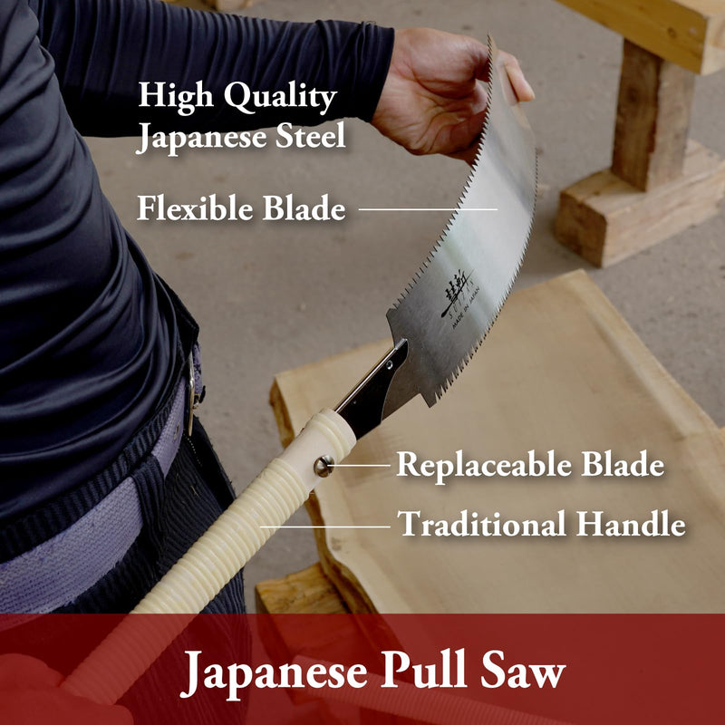 SUIZAN Ryoba Double Edge Saw 12" - Professional Japanese Pullsaw Wood Handsaw Large Blade Woodworking Tools 12 Inch (300mm) Hand Saw