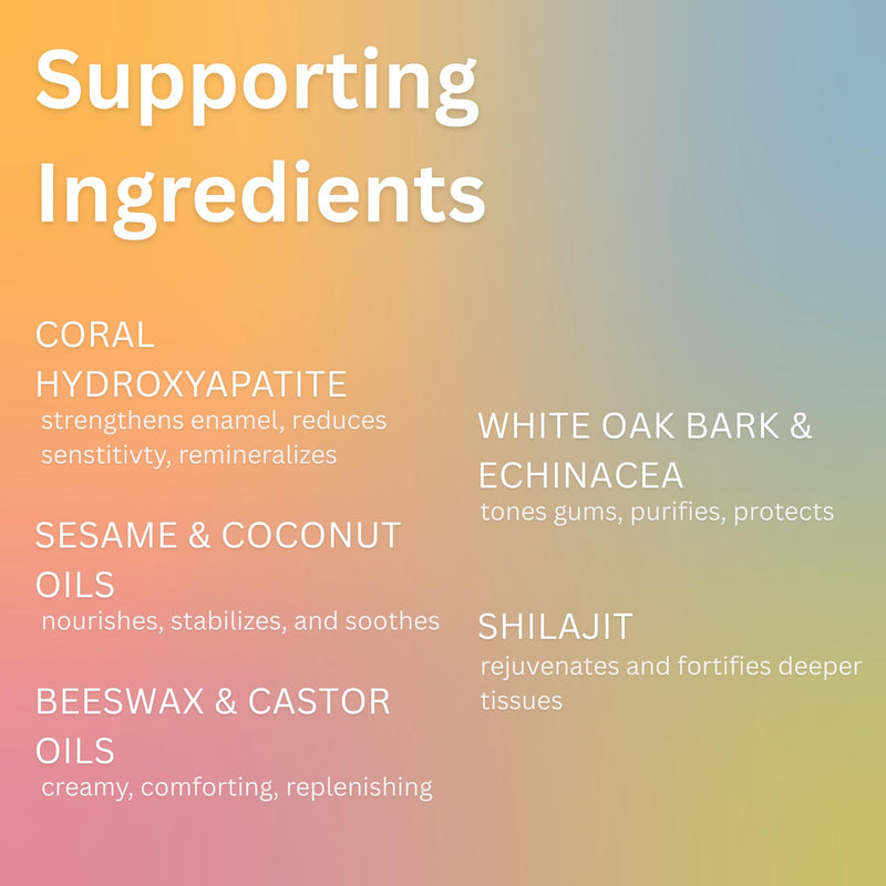 Bliss Energetics Fluoride Free Remineralizing Herbal Toothpaste - Hydroxyapatite, Coconut Oil, Castor Oil, Shilajit and Turmeric - 2oz Orange Essential Oil - Non-Abrasive Enamel Strengthening