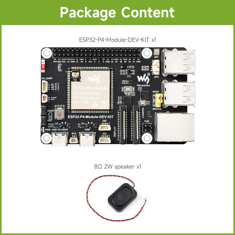Waveshare ESP32-P4-Module High-Performance Development Board, Based On ESP32-P4 and ESP32-C6, Supports Wi-Fi 6 and Bluetooth 5/BLE, Includes Speaker