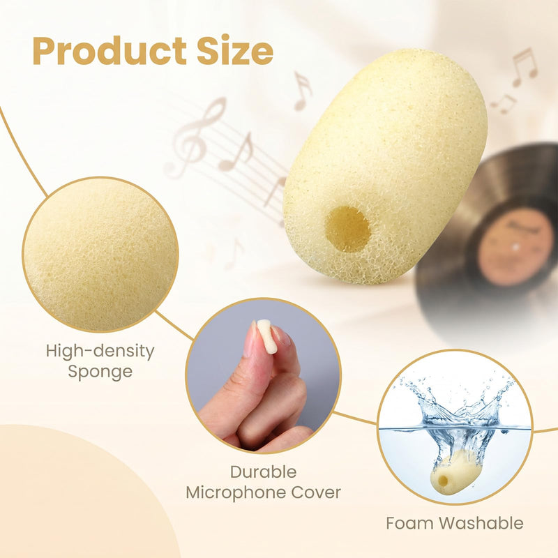 20Pcs Microphone Windscreen,Mini Size Microphone Covers Foam | Replacement Headset Microphone Covers Foam for Hole Ear-Hook Other Headset Microphones, 0.71 x 0.31 x 0.08 In (Yellow)