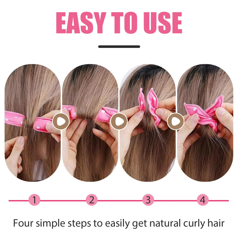 24PCS No Heat Hair Curlers, Heatless Hair Curler, Soft Sponge Hair Rollers, No Heat Overnight Blowout Rods for All Hair Types, Sleep DIY Hair Curls
