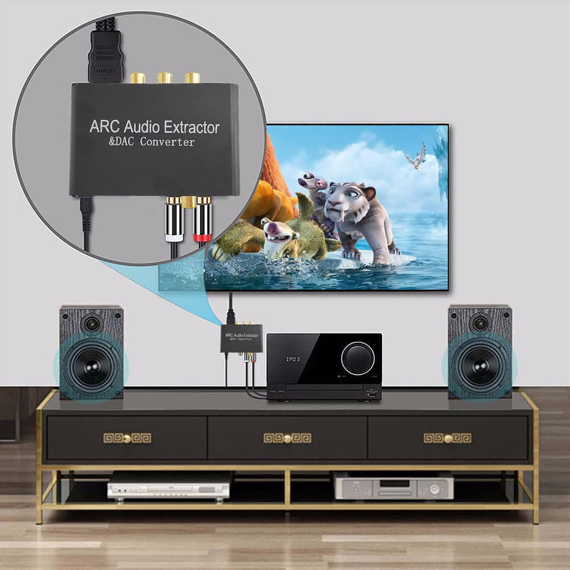 HDMI ARC Audio Extractor,DAC Converter,192KHz Digital to Analog Audio Converter,Optical/SPDIF Coaxial Stereo L/R RCA 3.5mm