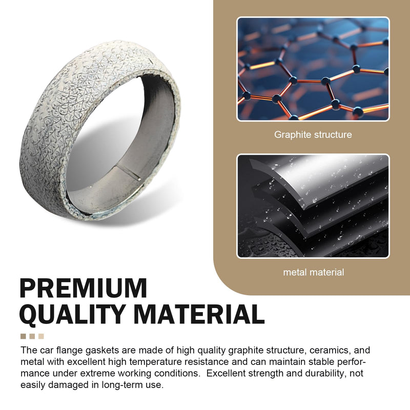 2PCS Exhaust Manifold Gasket, 2.56inch Sealed Exhaust Manifold Gasket, Prevent Leaking Between Exhaust Pipe and Exhaust Manifold, Universal Replacement Donut Gasket (65MM) 65MM/2.56Inch