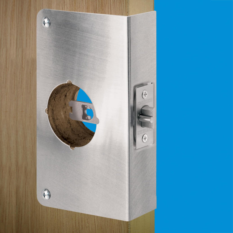 Prime-Line U 9552 Stainless Steel Lock and Door Reinforcement Plate for 1-3/4 In. Thick Doors, Stainless Steel Finish (Single Pack) 4-5/16"