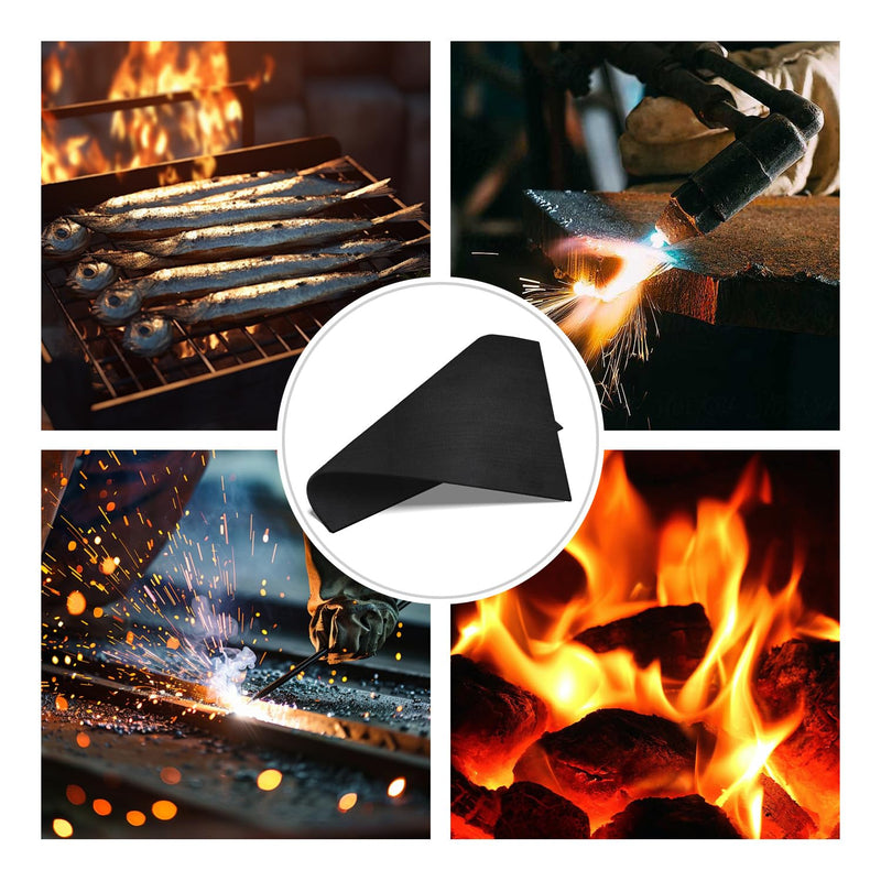 5mm 12" x 12" Carbon Felt Welding Blanket Fireproof,Flame Retardant Protective Mat,High Temperature Resistant 1800°F,for Glass Blowing Camping Wood Stove Grill,5 Pack 12"×12" 5pack