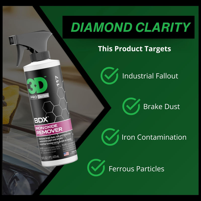 3D BDX Iron Remover – Fast Acting Fallout & Brake Dust Cleaner | Purple Color-Changing Spray for Wheels & Paint | Acid-Free | Made in USA | Car Detailing | 16 oz 16oz.