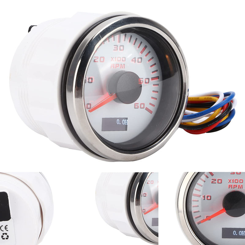 52mm Pointer Tachometer Gauge 6K RPM Tacho Meter IP67 Waterproof Universal Tacho Meter for 1 to 8 Cylinder Motorcycle Car Boat Gasoline Engine