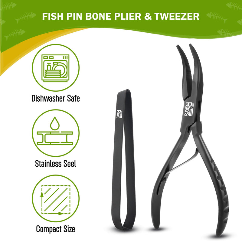 Fish Bone Pliers/Tweezers – Ergonomic Non-Slip Grip, Food-Grade Stainless Steel Deboner | Pin Bone Remover for Salmon, Trout & All Fish Fish Bone Pliers/Tweezers Set
