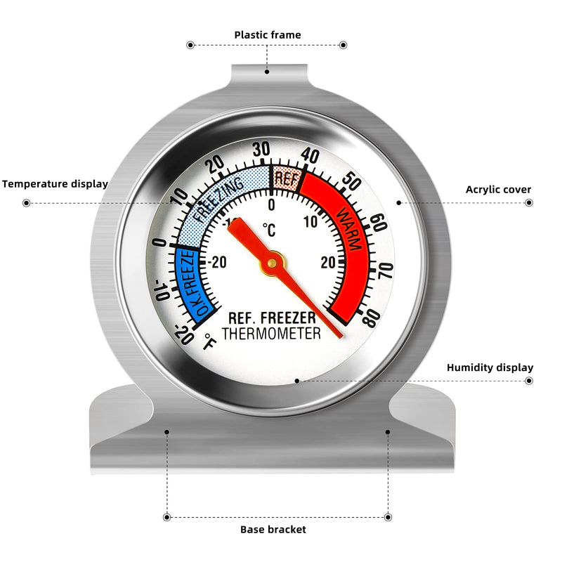 MEANLIN MEASURE 14Pcs Refrigerator Thermometer,2" Large Dial with -20~80°F/-30~30°C Red Indicator Thermometer for Refrigerator and Cooler