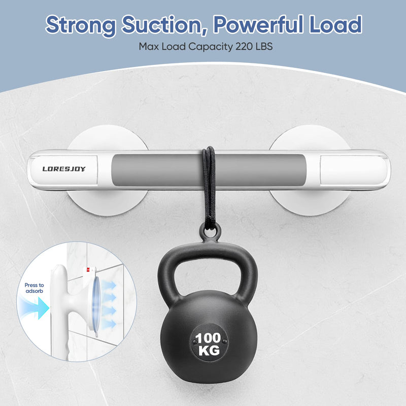 Grab Bars for Bathtubs and Showers with Indicator, Suction Cup Shower Handle, Surface Safety Grip, Strip Locking Latches Removable Bathroom Support, Easy Install Tool-Free Design (1-PCS) 1-PCS